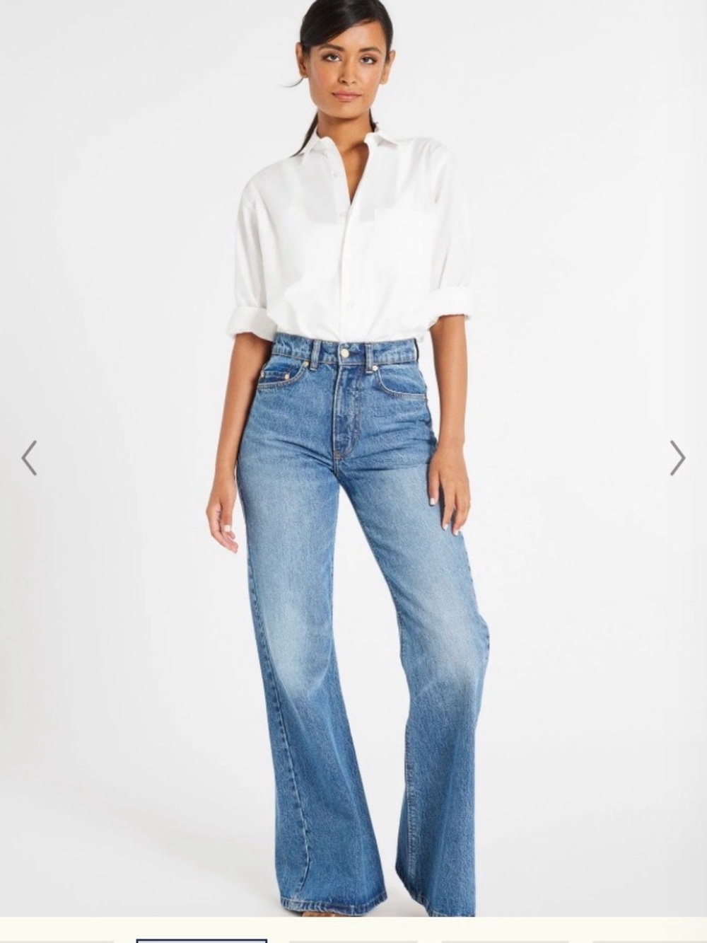 High-Waist Blue Wide-Leg Jeans - Women